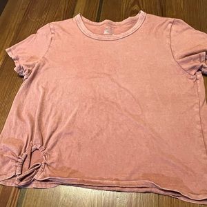 Aerie Short Sleeve Large‎ Tie Hem Distressed Shirt